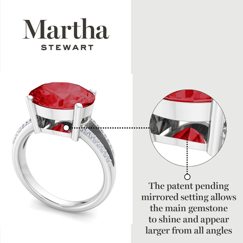 Martha Stewart 4 1/2ctw. Oval Ruby & Lab Grown Diamond Ring In Sterling Silver image number null